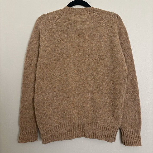 Macy’s Vintage Tan Heathered Shetland Wool Sweater Size Large Cable Knit *Flaw* - Picture 5 of 8